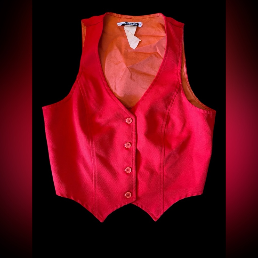 Children’s 70’s Vintage Vibrant Red Button-Up Vest